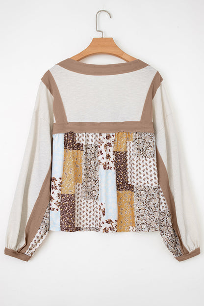 Floral Patchwork Long Sleeve Blouse