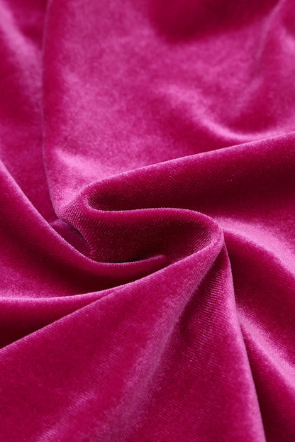 Valentine Velvet Ruffle Buttoned Long Sleeve Dress