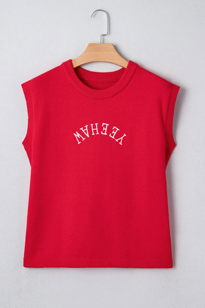 Western YEEHAW Embroidered Short Sleeve Sweater