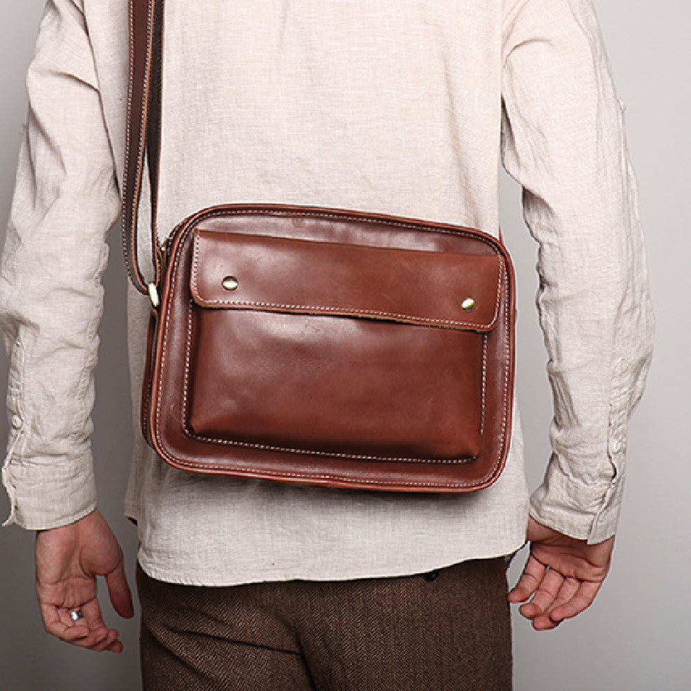 Men's Casual Cowhide Shoulder Bag
