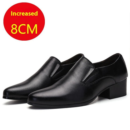 Men's High Heel Elevator Leather Shoes