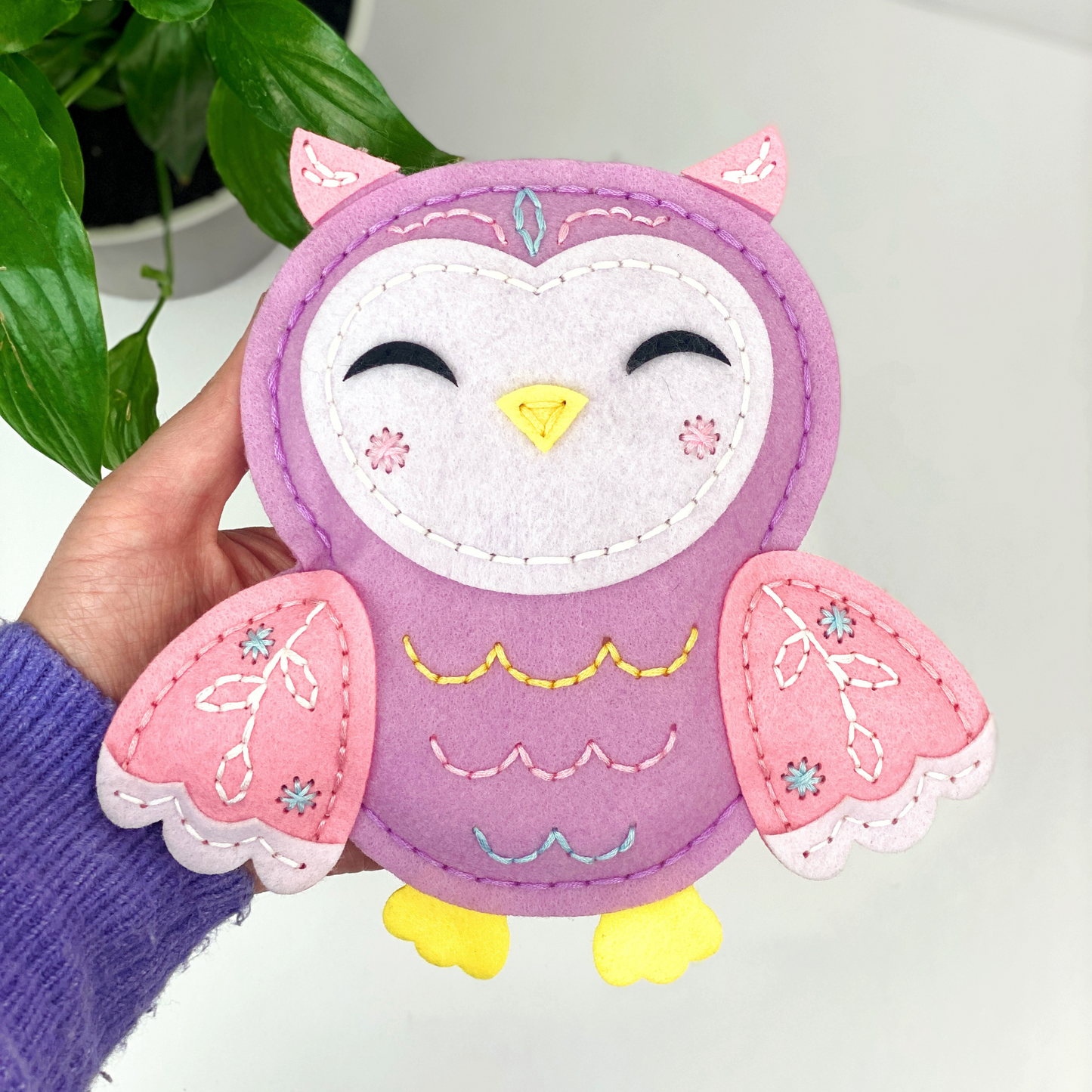 APLI Krapli - APLI Krapli Sewyourself Felt Toy Kit Owl Precut Felt Stuffing Thread & Safe Needle Ages 6+