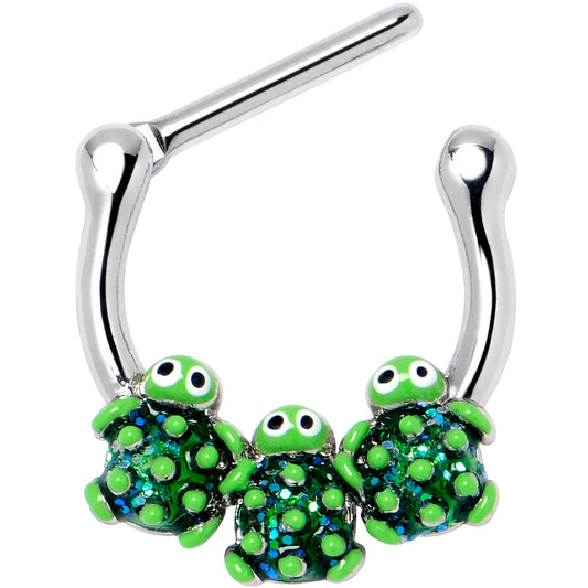 16G 5/16 Textured Turtle Trio Cartilage Clicker