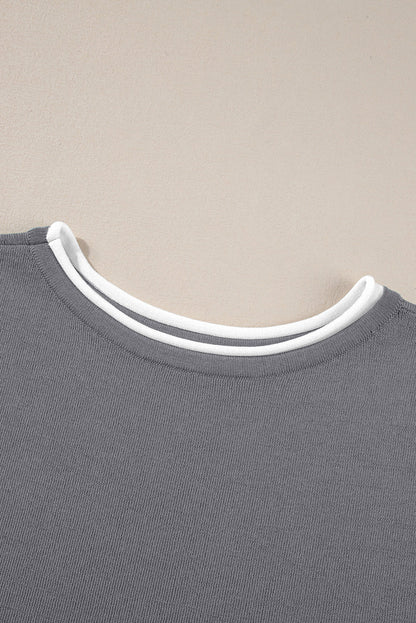 Contrast Trim Half Sleeve Top & Drawstring Pants