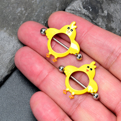 14G 9/16 Little Yellow Chicks Nipple Shield Set