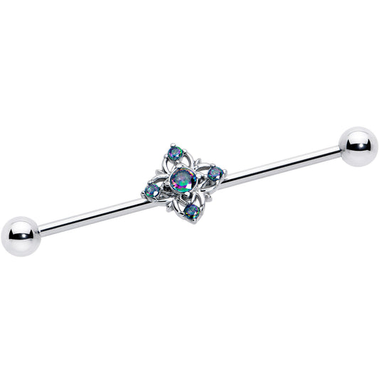 14G Vitrail CZ Gem Beauty Cross Industrial Barbell 38mm