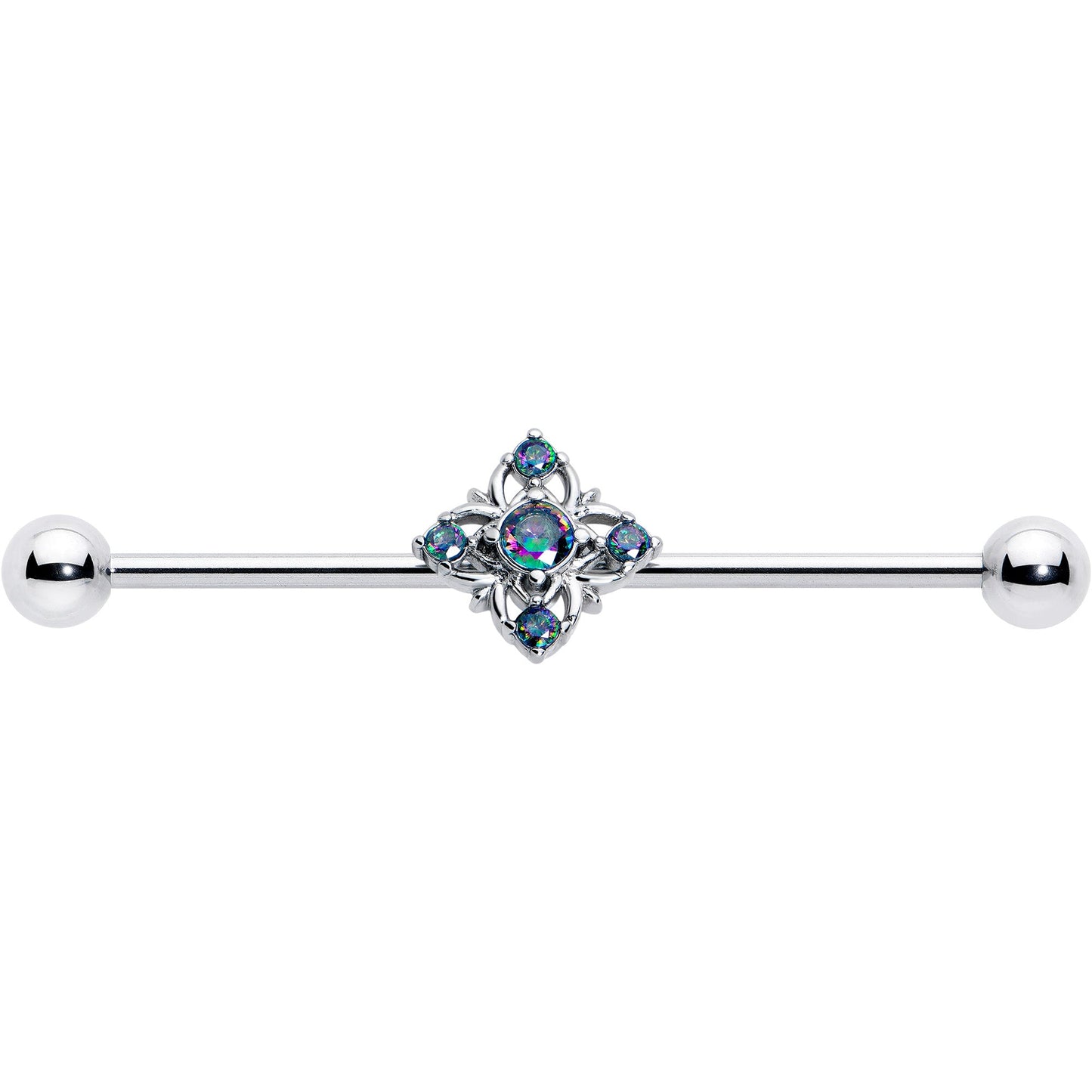 14G Vitrail CZ Gem Beauty Cross Industrial Barbell 38mm