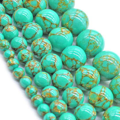 Handmade Green Turquoise Round Bead Jewelry Kit