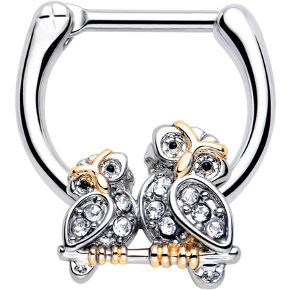 16G 5/16 Clear Gem Evening Owls Cartilage Clicker