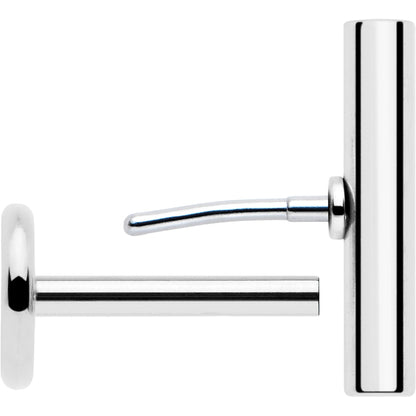 316L Surgical Steel Straight Barbell Flat Back Stud Earrings - 1 Pair