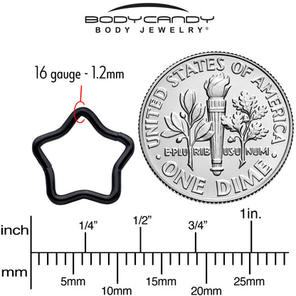 16G 5/16 Black Star Shaped Hinged Segment Ring