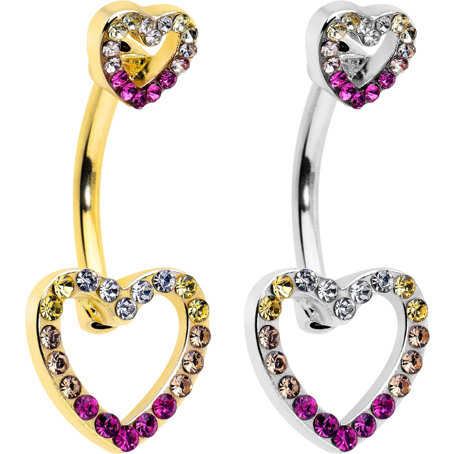 Romance Gem Open Heart Valentine Double Mount Belly Ring