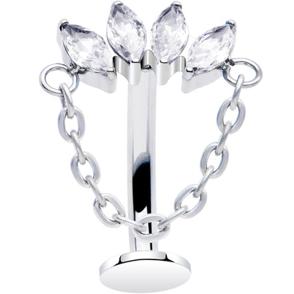 Gem Chain Dangle Titanium Push In Threadless Floating Belly Ring