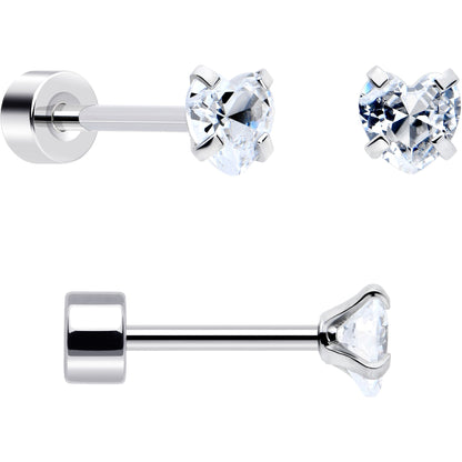 20G Clear Gem White Orb Butterfly Flatback Earring Set of 6