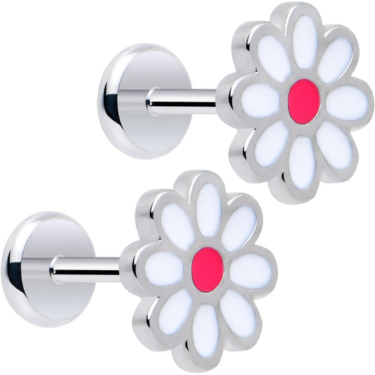 Daisy Flower Flat Back Stud Earrings - 1 Pair