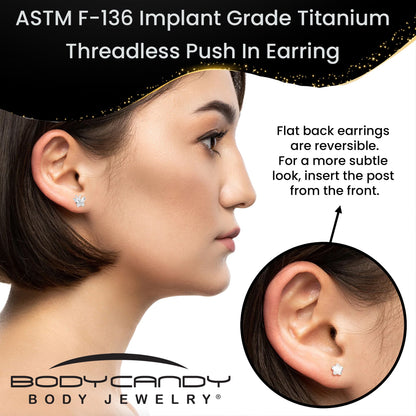 16G 5/16 Titanium Reversible Flower Threadless Gem Butterfly Labret Tragus