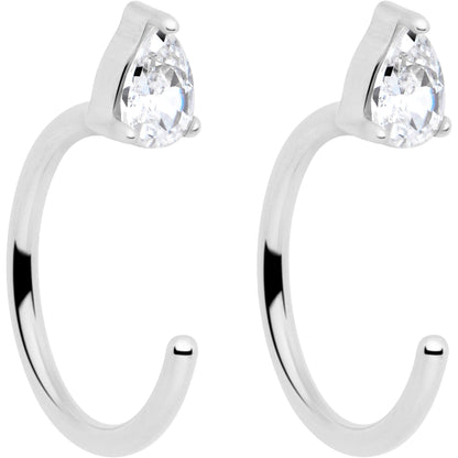 20G Implant Grade Titanium Triangle Gem Open Hoop Earrings