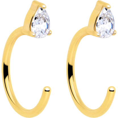 20G Implant Grade Titanium Triangle Gem Open Hoop Earrings