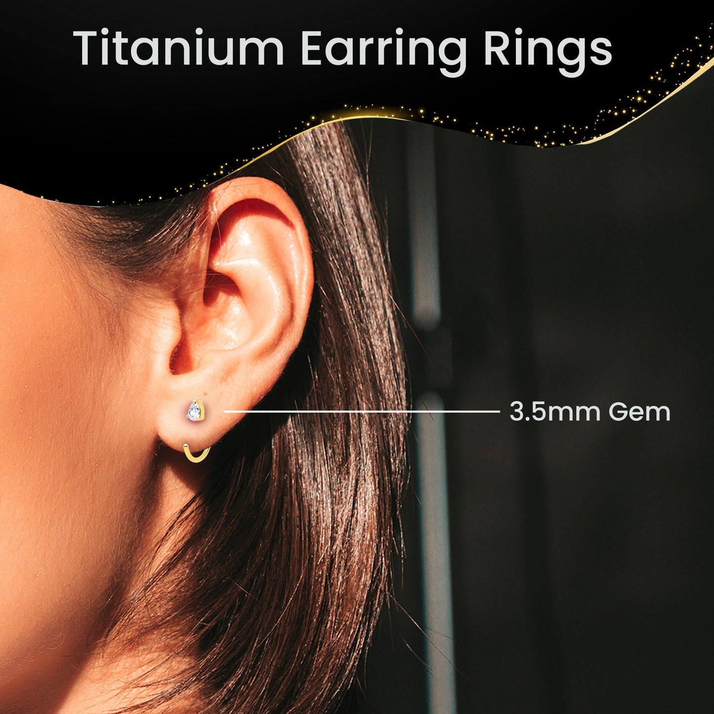 20G Implant Grade Titanium Triangle Gem Open Hoop Earrings