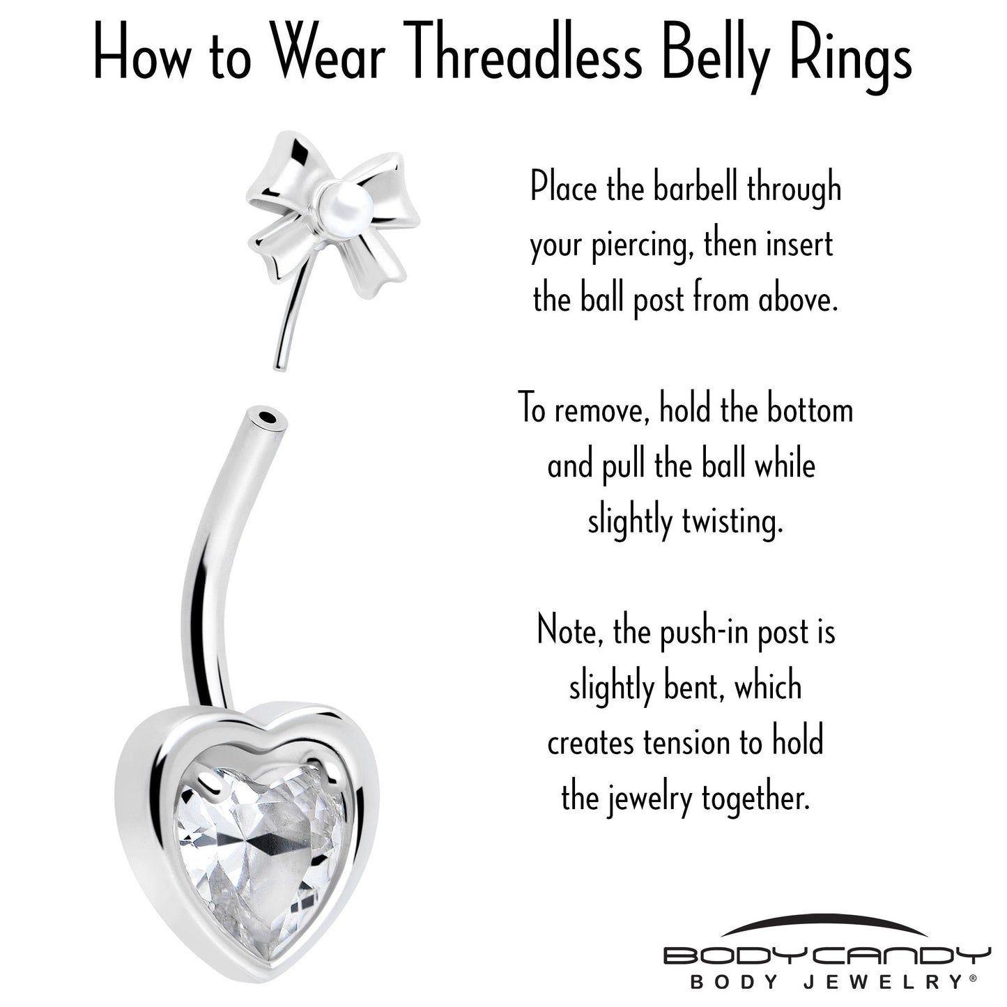 Love Ribbon Heart Double Mount Belly Ring