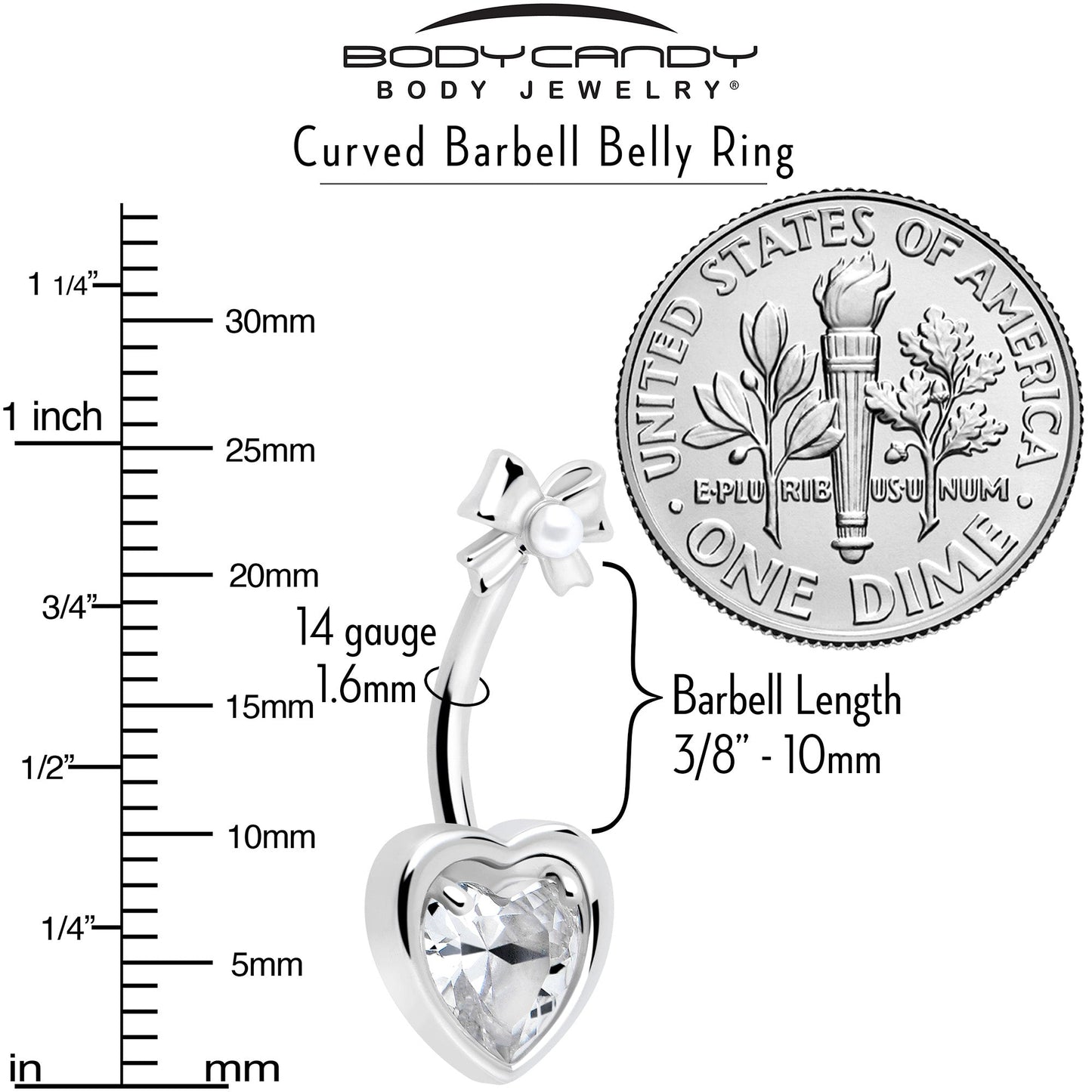 Love Ribbon Heart Double Mount Belly Ring