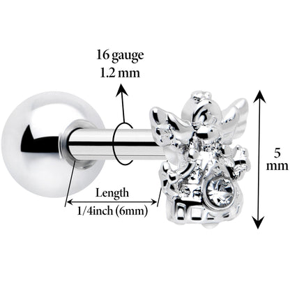 16G 1/4 Clear CZ Gem Fabulous Angel Cartilage Tragus Earring