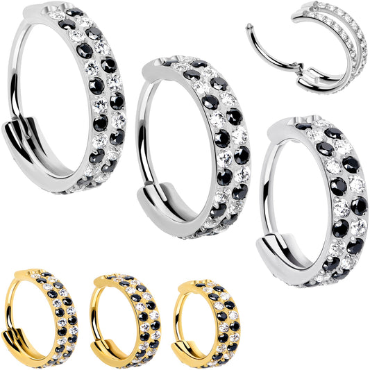 20G CZ Double Row Checkerboard Implant Grade Titanium Nose Hoop