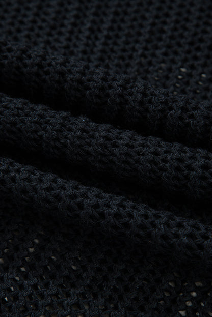 Solid Crochet Hollow-Out Sweater