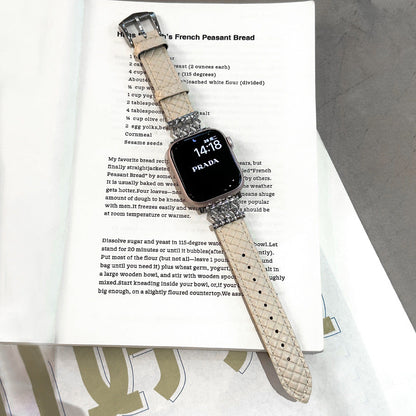 Diamond Design Leather Women's Watch Strap