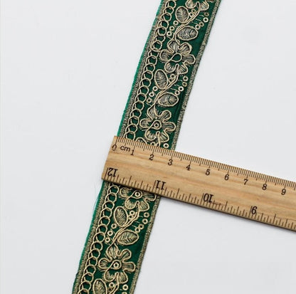 Ethnic Chiffon Collar Trim - Gold Embroidery, 10 Colors