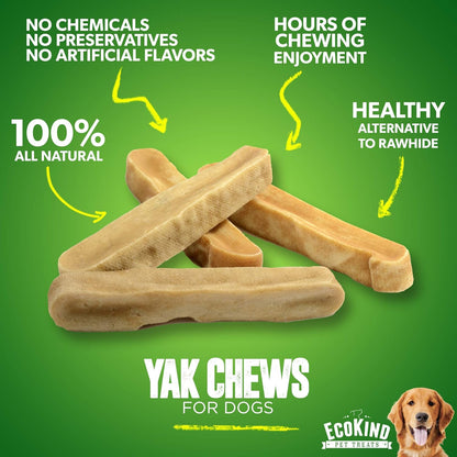 EcoKind Himalayan Yak Cheese Dog Chew | All Natural Premium Dog Treats, Healthy & Safe for Dogs, Long Lasting, Treats for Dogs, Easily Digestible, for All Breeds & Sizes (Large, 4-Pack)