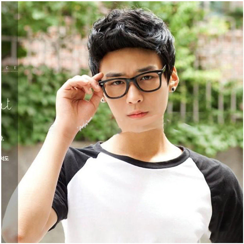 Korean Style Short Black Bald Wig for Men
