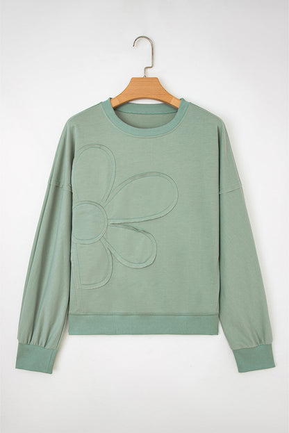 Flower Patchwork Raw Edge Drop Shoulder Top