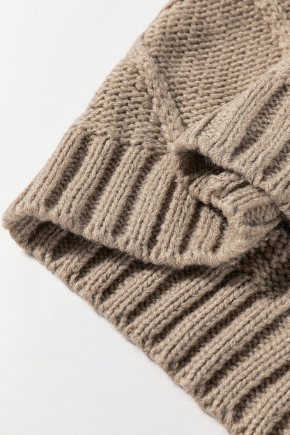 Cable Knit Colorblock Satin Bowknot Sweater