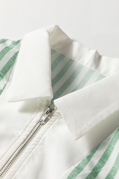 Stripe Half-Zip Long Sleeve Top