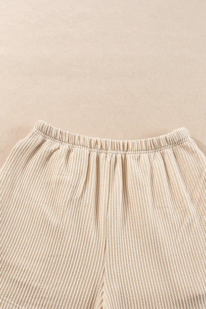 Corded Knit Long Sleeve Top and Shorts Set