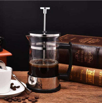 French Press Coffee Maker – Heat-Resistant Glass with Stainless Steel Filter, Ideal for Rich, Fresh Brews at Home or Office