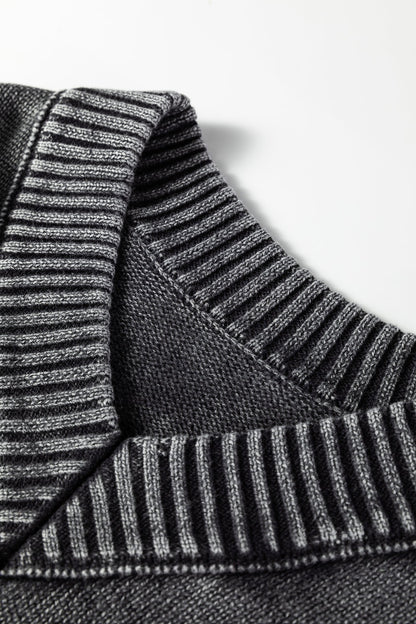Mineral Wash Reverse Seam V-Neck Drop Shoulder Sweater