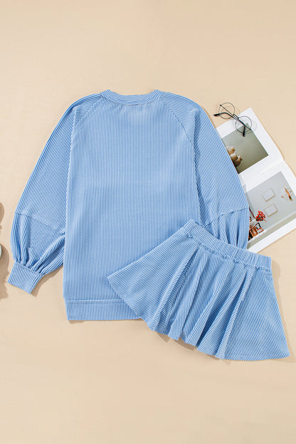 Corded Top and Ruffle Mini Skort Set