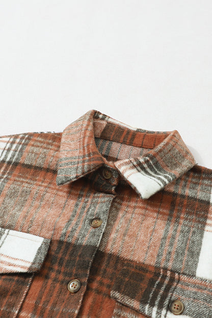Plaid Flap Chest Pockets Shacket