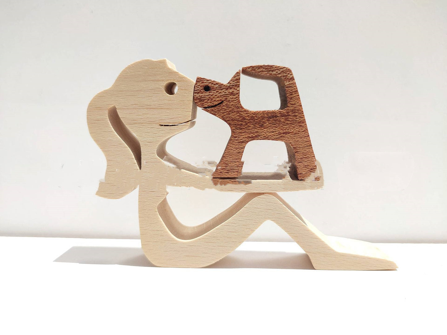 DIY Wooden Dog Figurine Sculpture Home Decor