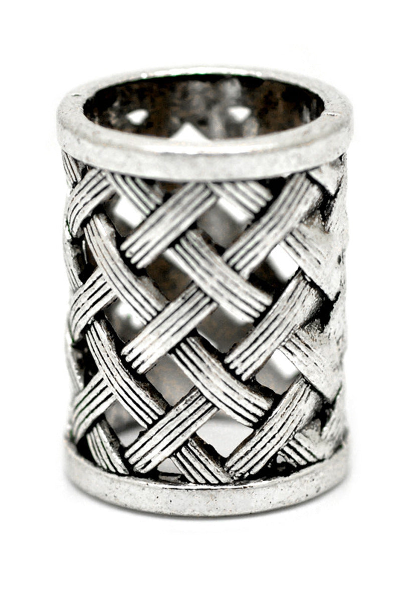 Ancient Silver Hollow Carved Large Hole Beads