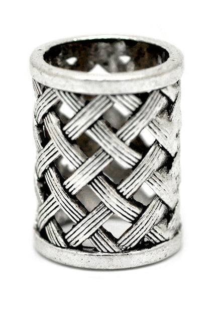 Ancient Silver Hollow Carved Large Hole Beads