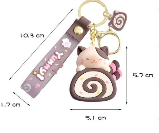 Fashion Cat Cake Roll Modeling Cartoon Key Button