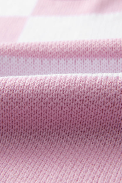 Checker Bishop Sleeve Sweater