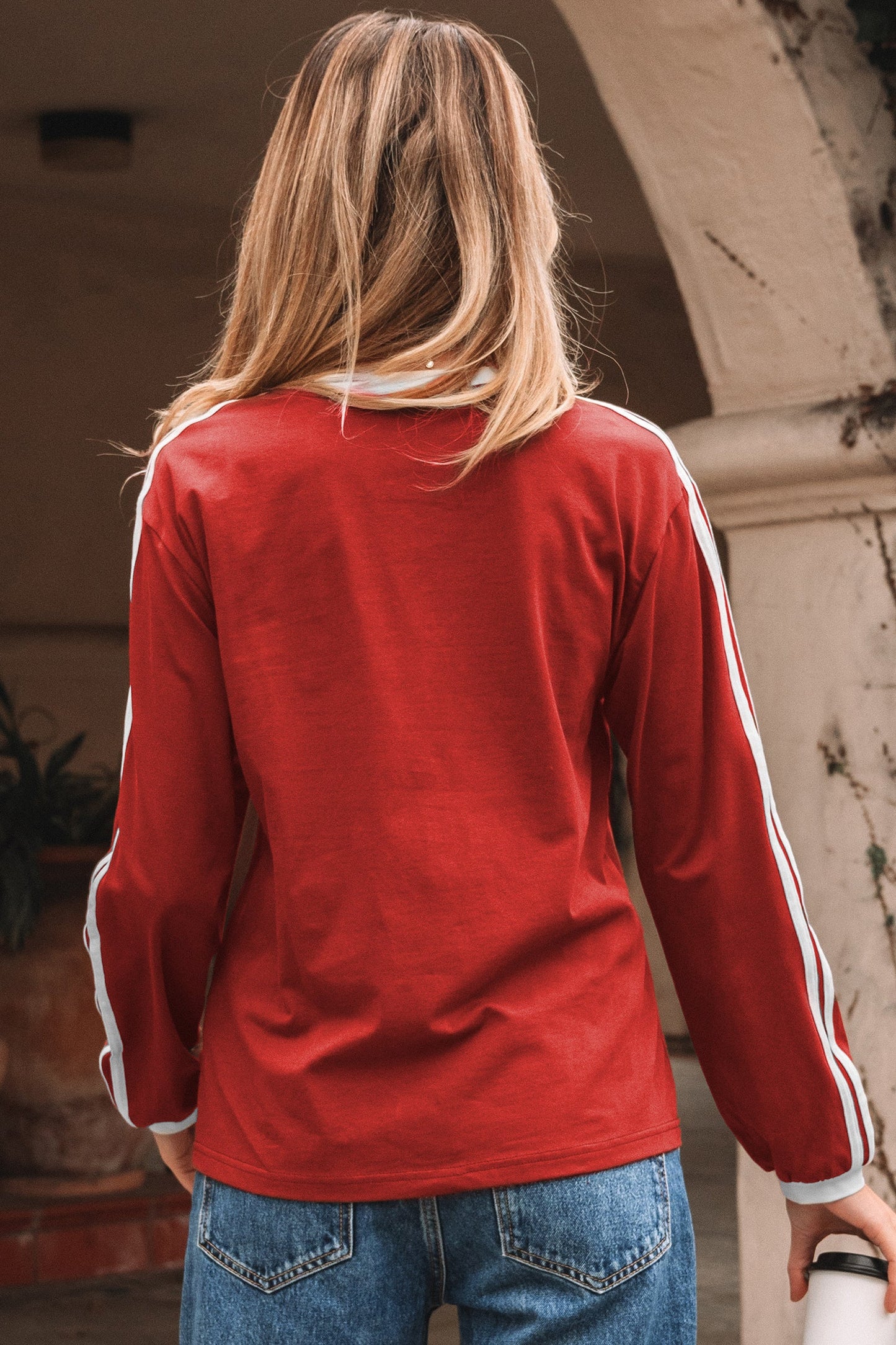 Varsity Stripe Crew Neck Long Sleeve Top
