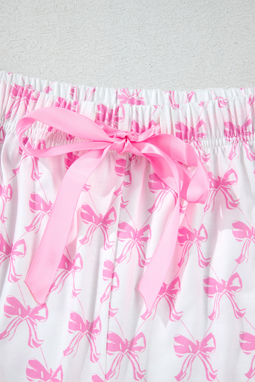 Bow Short Sleeve Top and Shorts Pajama Set