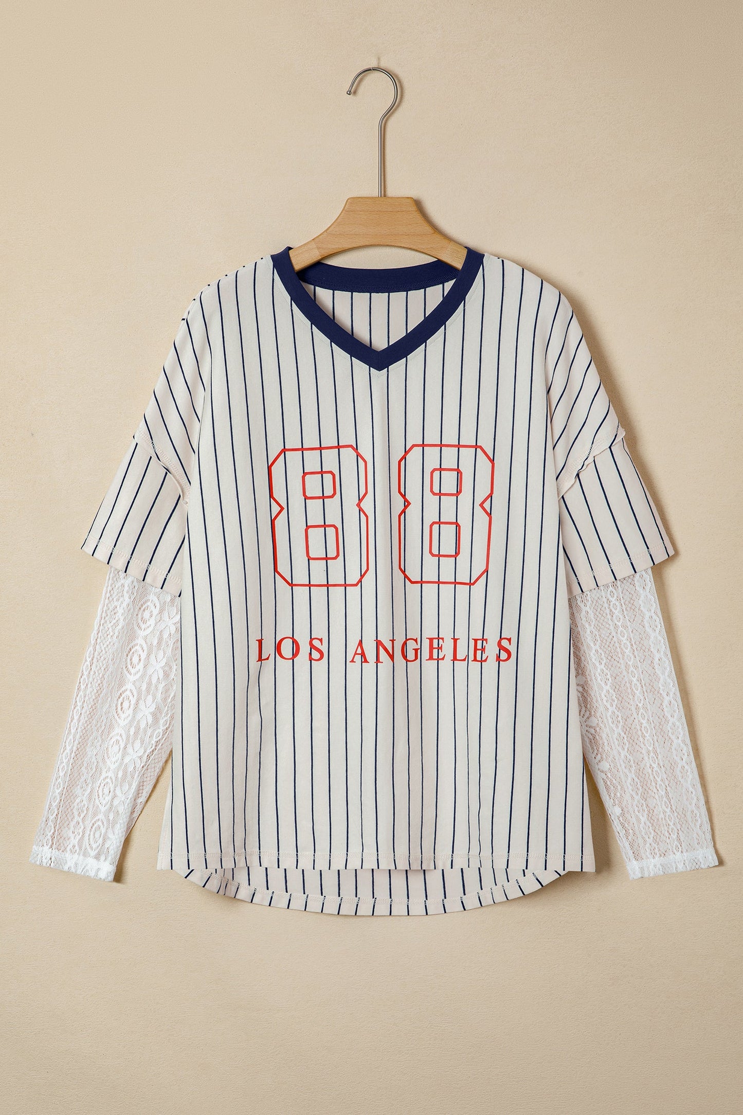 Stripe 88 LOS ANGEL Faux Two-Piece Top