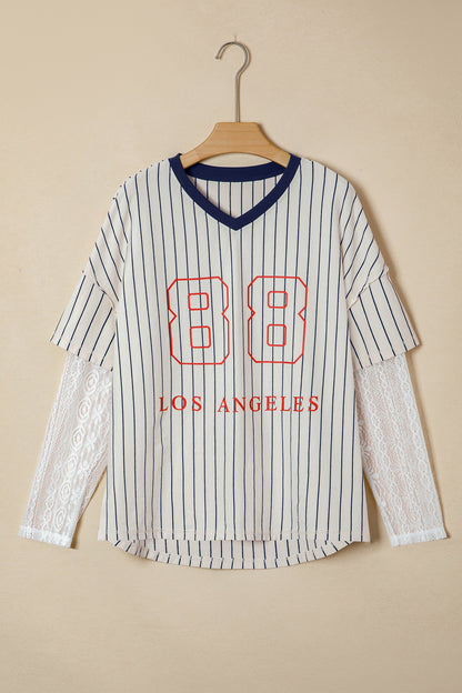Stripe 88 LOS ANGEL Faux Two-Piece Top