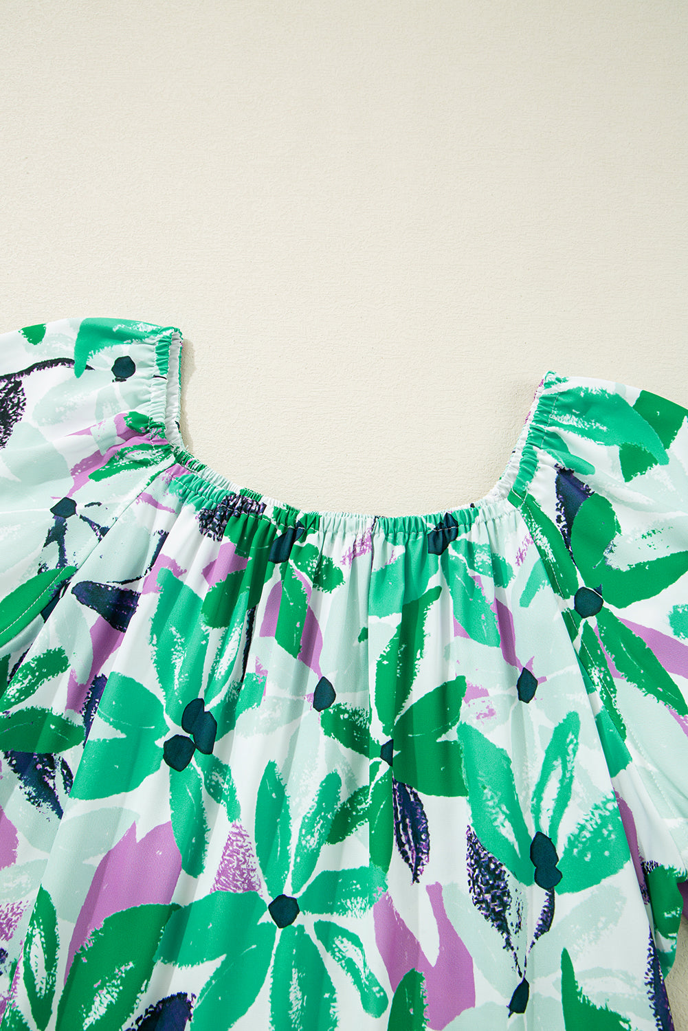 Floral Shirred Square Neck Mini Dress
